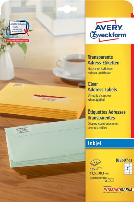 Zweckform J8560-25 Ink-Print-Etikette 63,5x38,1 t