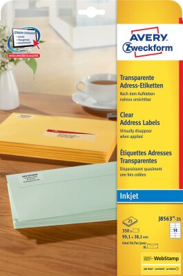 Zweckform J8563-25 Ink-Print-Etikette 99,1x38,1 t