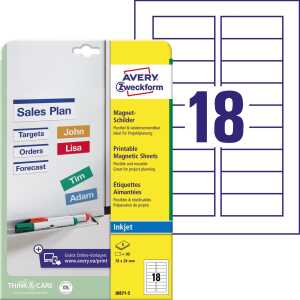 J8871-5 Magnet-Schilder, 78 x 28 mm, 5 Blatt/90 Etiketten, weiß