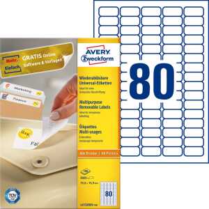 Universal-Etiketten ablösbar weiß 35,6 x 16,9 mm