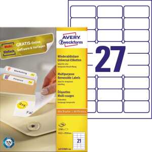 Universal-Etiketten ablösbar weiß 63,5 x 29,6 mm