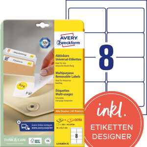 AVERY Zweckform Universal-Etiketten , 96 x 63,5 mm, weiß (7234525)