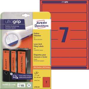 Rückenschild I+L+K kurz/schmal, rot, A4, 192x38 mm, 20Bl=140St