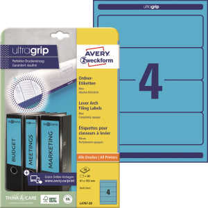Rückenschild I+L+K kurz/breit, blau, A4, 61x192 mm, 20Bl=80St