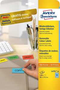 AVERY Zweckform Stick&Lift Etikette n, 38,1 x 21,2 mm, blau (72047912)