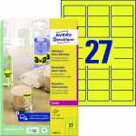 Etiketten Sonderfarben, 63,5 x 29,6 mm 25 Blatt/675 Etiketten neongelb