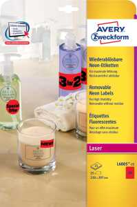 AVERY Zweckform Stick&Lift Etikette n, 210 x 297 mm, rot (7206005)