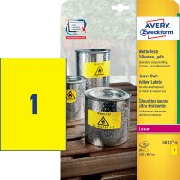 Zweckform L4775-20 Folienetiketten - 210 x 297 mm, gelb, 20 Etiketten, permanent, wetterfest