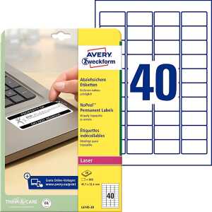 Etikett Sicherheit - 45,7x25,4 mm, weiß, 800 Etiketten, permanent,