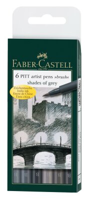 Faber Castell Tuschestift Pitt Artist Pen B grey 6x