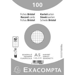 Karteikarten A5 kar 100St/Pkg weiss