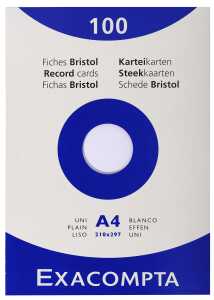 Karteikarten A4 blanco weiss 100St