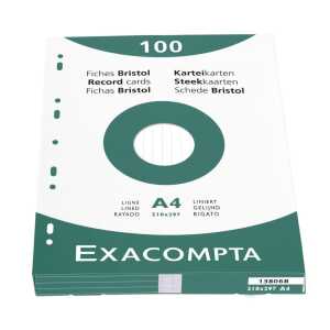 Exacompta Karteikarten A4 liniert weiss 100St