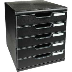 Schubladenbox MODULO 5 Schubladen A4+ schwarz Schublade: schwarz