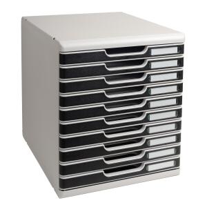 Exacompta Schubladenbox 10 Schubl DIN A4+ lichtgrau schwarz
