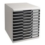 Exacompta Schubladenbox 10 Schubl DIN A4+ lichtgrau schwarz