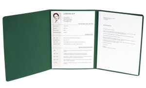 Bewerbungsmappe Prägung 3-teilig 2 Klemmschienen, f 30 Blatt A4 Grün