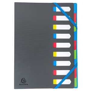 Ordnungsmappe aus zweifarbigem PP, Gummizug Harmonika-Rücken, 9 Fächer