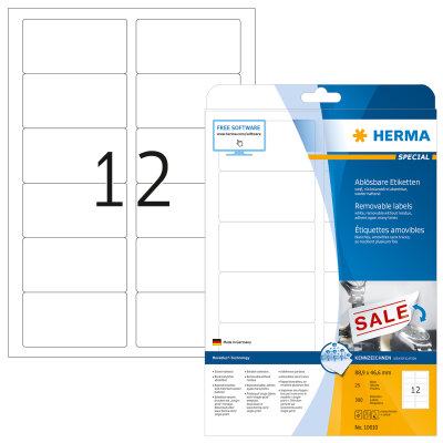 Herma Etiketten ablösbar 88,9 x 46,6 mm weiss 25 Bl 300 Etik. LaserInkCopy