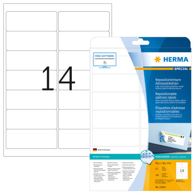 Herma Etiketten für Adressen ablösbar 99,1 x 38,1 mm weiss 25 Bl 350 Etik. LaserInkCopy