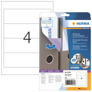 Herma Ordnerrückenschilder ablösbar 192 x 59 mm weiss 25 Bl 100 Etik.