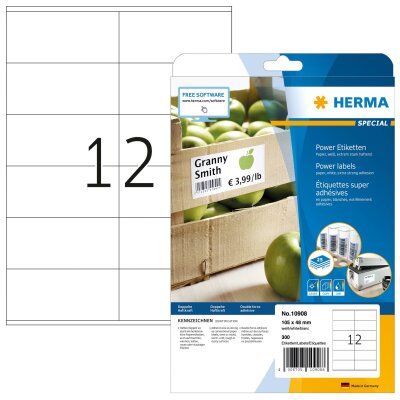 Herma POWER ETIKETTEN A4 25 105x48