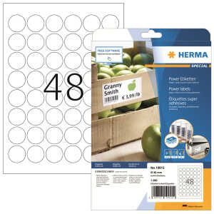 Herma Etiketten Power stark haftend Ø 30 mm weiss 25 Bl 1200 Etik.