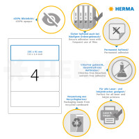 Herma Ordnerrückenschilder permanent haftend 192 x 61 mm weiss 25 Bl 100 Etik. LaserInkCopy