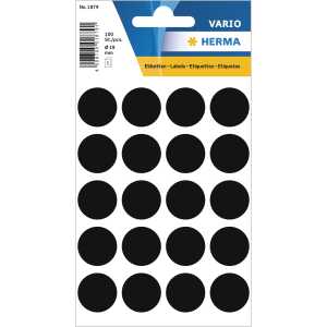 HERMA Markierungspunkt VARIO 19mm Papier schwarz 100 Etik./Pack.