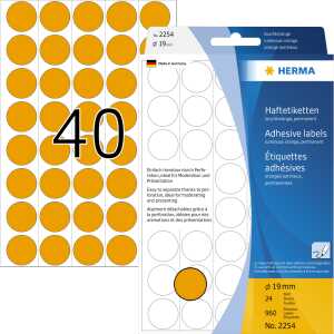 HERMA Markierungspunkt 19mm Papier leuchtorange 960 Etik./Pack.