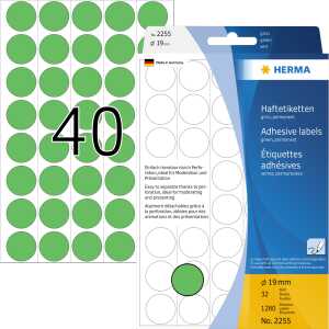 HERMA Markierungspunkt 19mm Papier grün 1.280 Etik./Pack.