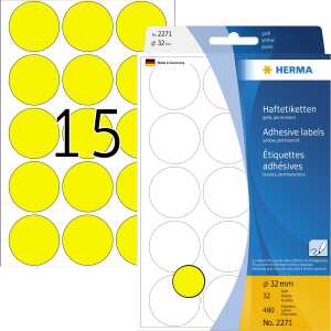 HERMA Markierungspunkt 32mm Papier gelb 480 Etik./Pack.