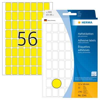 Herma Vielzwecketiketten permanent haftend 12 x 18 mm gelb 32 Bl 1792 Etik. Handbeschriftung