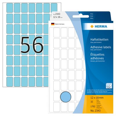 Herma Vielzwecketiketten permanent haftend 12 x 18 mm blau 32 Bl 1792 Etik. Handbeschriftung