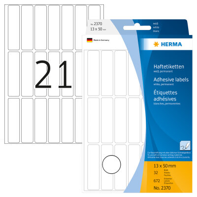 Herma Vielzwecketiketten permanent haftend 13 x 50 mm weiss 32 Bl 672 Etik. Handbeschriftung