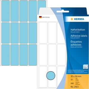 Herma Vielzwecketiketten permanent 20 x 50 mm blau 32 Bl 480 Etik.
