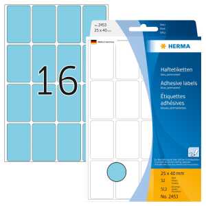 Herma Vielzwecketiketten permanent 25 x 40 mm blau 32 Bl 512 Etik.