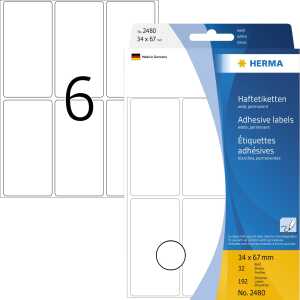 Herma Vielzwecketiketten permanent 34 x 67 mm weiss 32 Bl 192 Etik.