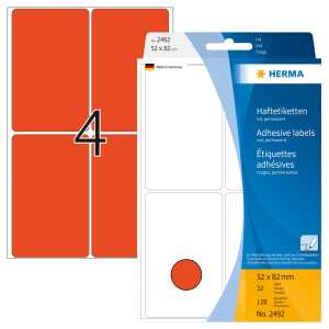 Herma Vielzwecketiketten permanent 52 x 82 mm rot 32 Bl 128 Etik.