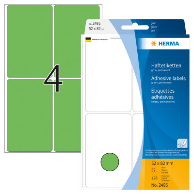 Herma Vielzwecketiketten permanent haftend 52 x 82 mm grün 32 Bl 128 Etik. Handbeschriftung