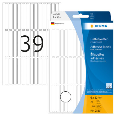 Herma Vielzwecketiketten permanent haftend 6 x 50 mm weiss 32 Bl 1248 Etik. Handbeschriftung