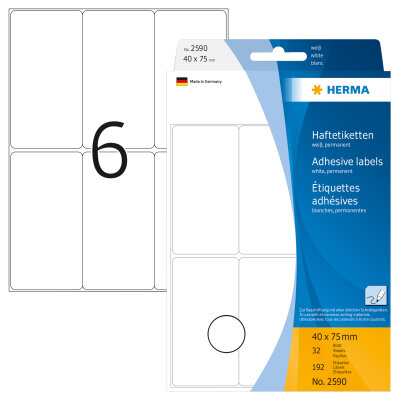 Herma Vielzwecketiketten permanent haftend 40 x 75 mm weiss 32 Bl 192 Etik. Handbeschriftung