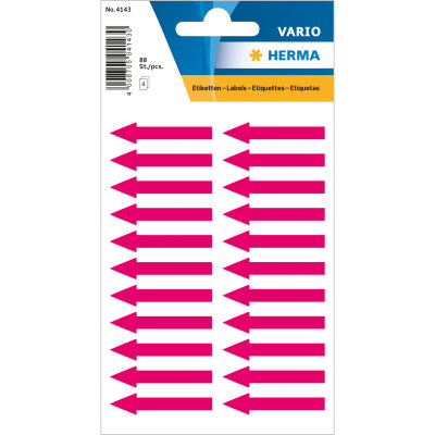 Herma Hinweisetiketten Papier 39 x 7 mm Pfeile leuchtrot 4 Bl 88 Etik.