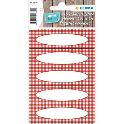 Herma Etiketten für den Haushalt 76 x 23 mm Vichy-Karo rot 4 Bl 20 Etik.