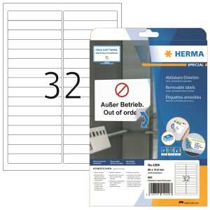 Herma Etiketten ablösbar 96 x 16,9 mm weiss 25 Bl 800 Etik.