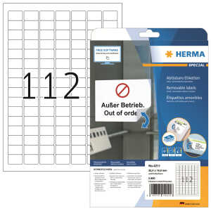 Herma Etiketten ablösbar 25,4 x 16,9 mm weiss 25 Bl 2800 Etik.