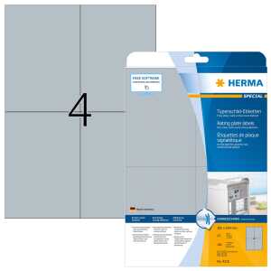 Herma Etiketten Typenschild stark 105 x 148 mm silber 25 Bl 100 Etik.