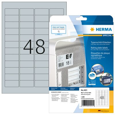 Herma TYPENSCHILD Etiketten  A4 25 45,7x21,2 SILBER