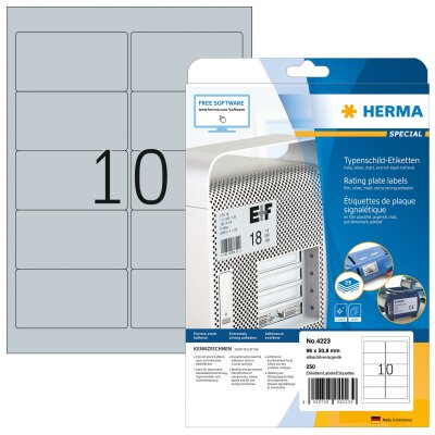 Herma TYPENSCHILD Etiketten  A4 25 96x50,8 SILBER