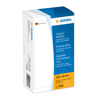 Herma Frankieretiketten permanent haftend 130 x 40 mm weiss doppelt 500 Etik. ohne Abziehlasche